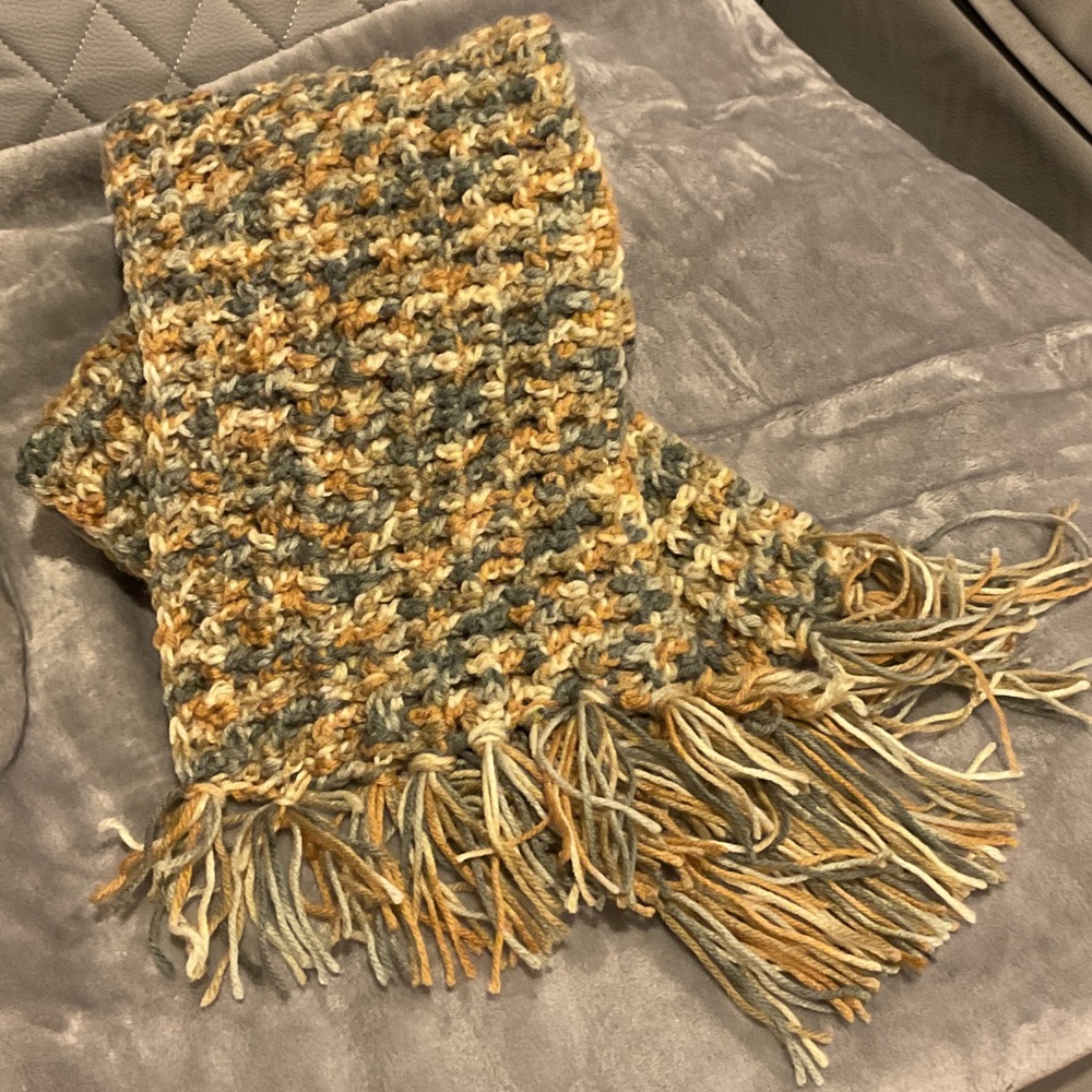 Multicolor Knit Scarf with Fringe